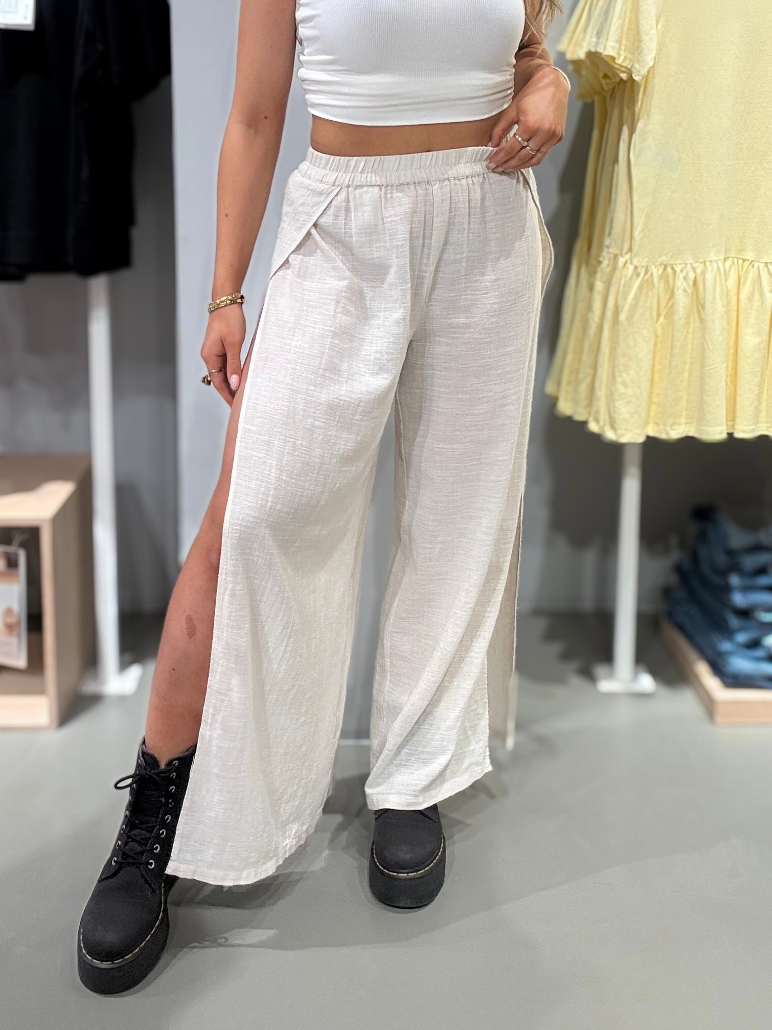 PCAGNES Trousers - Natural